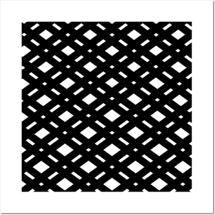 Black and white crisscross pattern Posters and Art